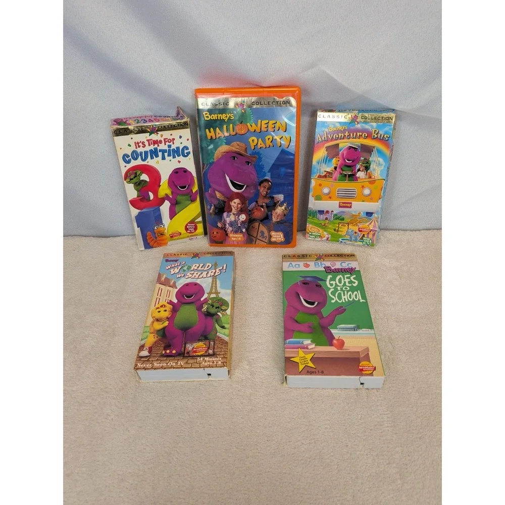 Barney Classic Collection VHS Lot of 5 Halloween Party‎ Adventure Bus Rare Tapes